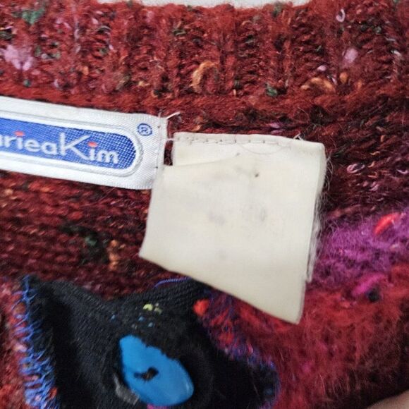 Vintage 80s Mariea Kim Dress Womens Size Large Purple Pink Sweater Art to Wear - Picture 5 of 8